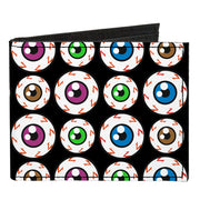 Canvas Bi-Fold Wallet - Eyeballs Black Multi Color Canvas Bi-Fold Wallets Buckle-Down   