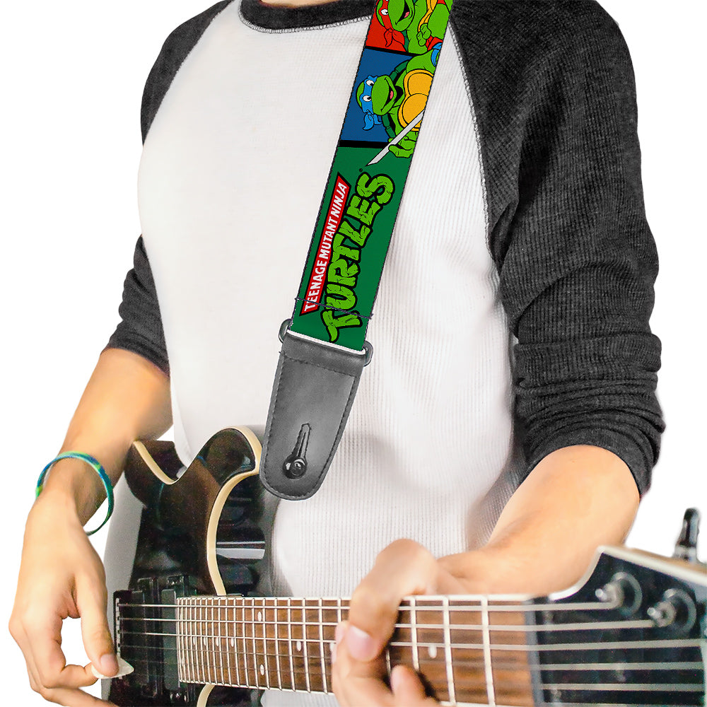 Guitar Strap - Classic TMNT Group Pose3 TMNT Logo Green Multi Color Guitar Straps Teenage Mutant Ninja Turtles