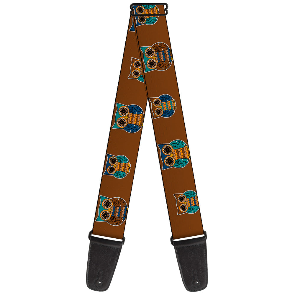 Guitar Strap - Owls Brown Pastel Guitar Straps Buckle-Down   