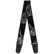 Guitar Strap - BD AUTHENTIC SEATBELT BELT NY-LA Black White Guitar Straps Buckle-Down   