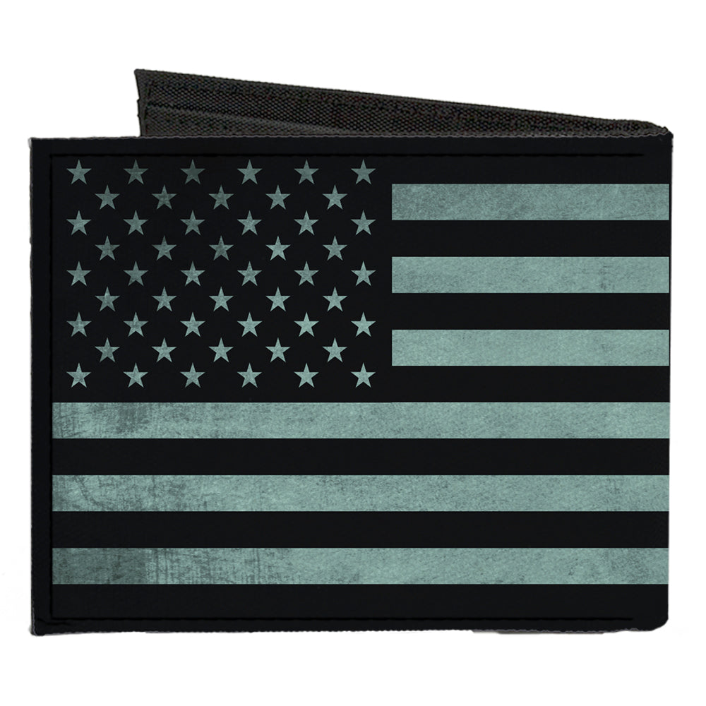 Canvas Bi-Fold Wallet - Americana Stars & Stripes Weathered Black Gray Canvas Bi-Fold Wallets Buckle-Down   