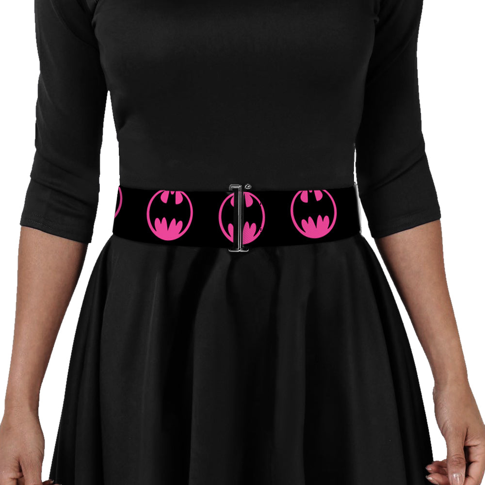 Cinch Waist Belt - Bat Signal-4 Black Fuchsia Womens Cinch Waist Belts DC Comics   