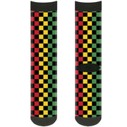 Sock Pair - Polyester - Checker Black Rasta - CREW Socks Buckle-Down   