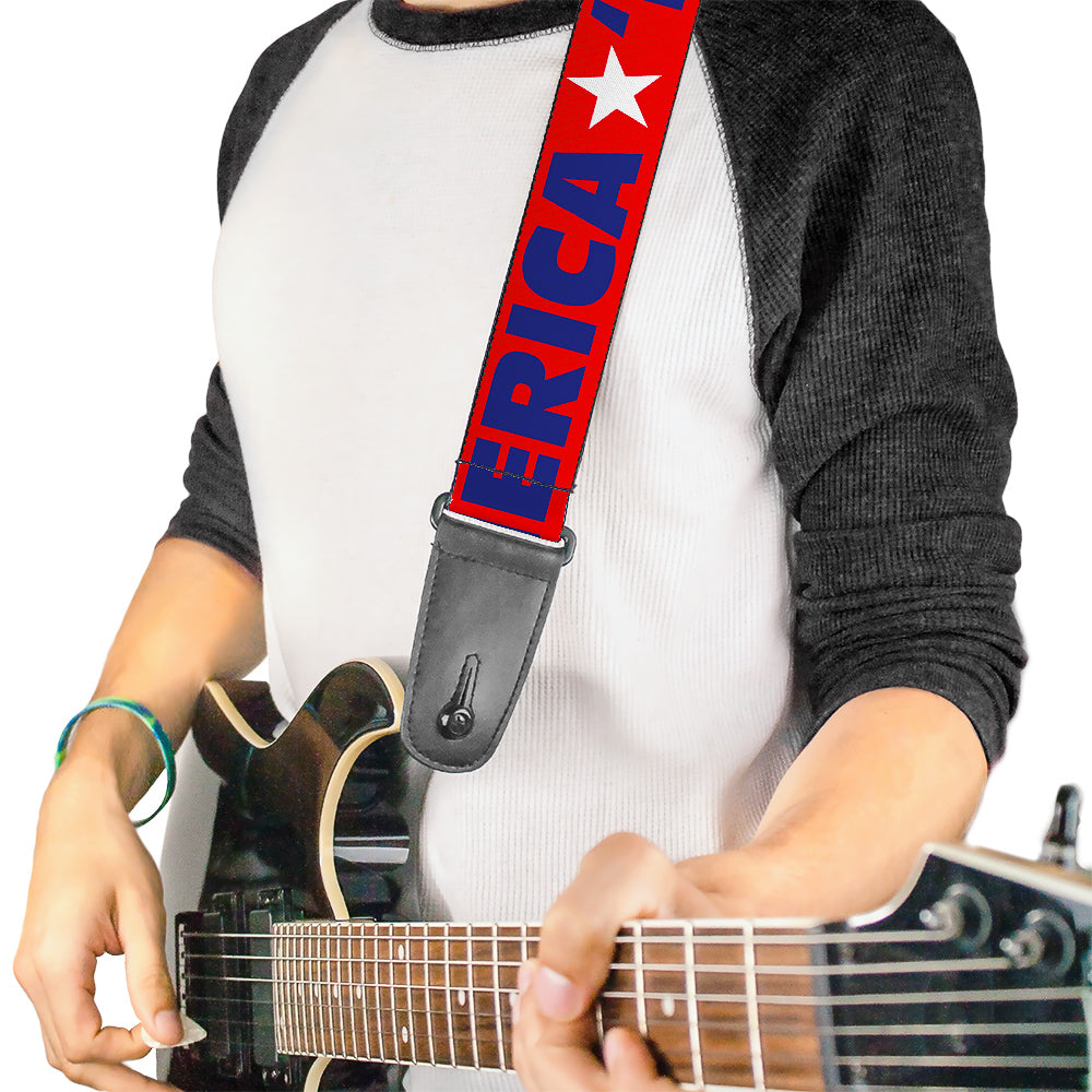 Guitar Strap - MERICA Star Red Blue White Guitar Straps Buckle-Down   