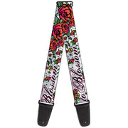Guitar Strap - Born to Blossom White Guitar Straps Buckle-Down   