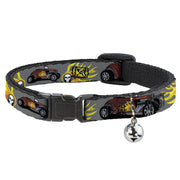 Cat Collar Breakaway - Hot Rod w Flame Skull Breakaway Cat Collars Buckle-Down   