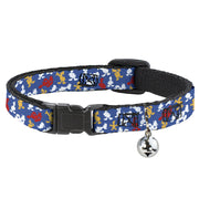 Cat Collar Breakaway - Donald Duck Face Scattered Blue Breakaway Cat Collars Disney   