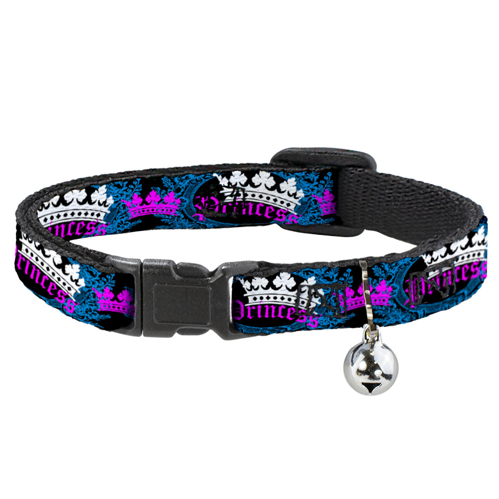 Cat Collar Breakaway - Crown Princess Oval Black Turquoise Breakaway Cat Collars Buckle-Down   