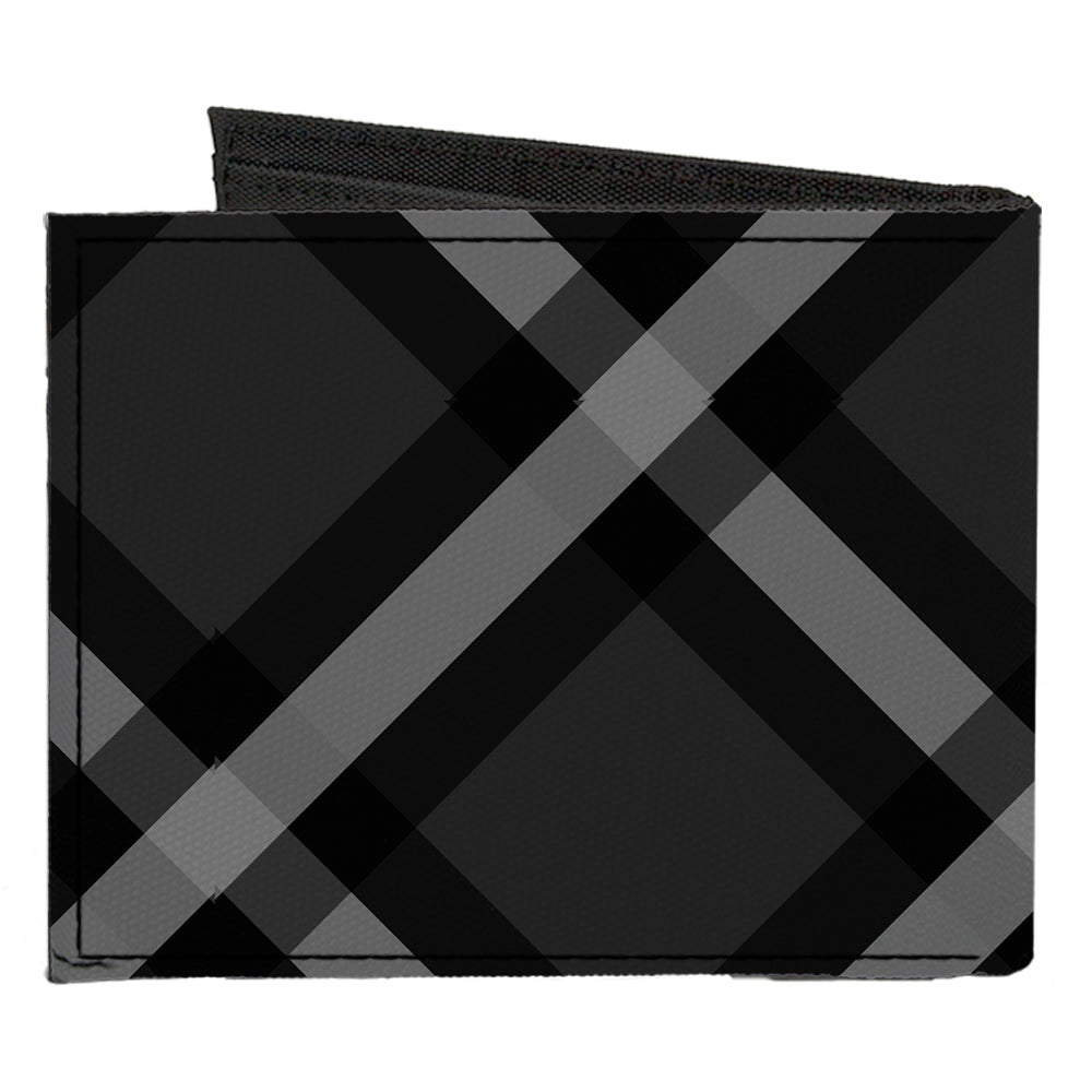 Canvas Bi-Fold Wallet - Buffalo Plaid X Charcoal Black Gray Canvas Bi-Fold Wallets Buckle-Down   