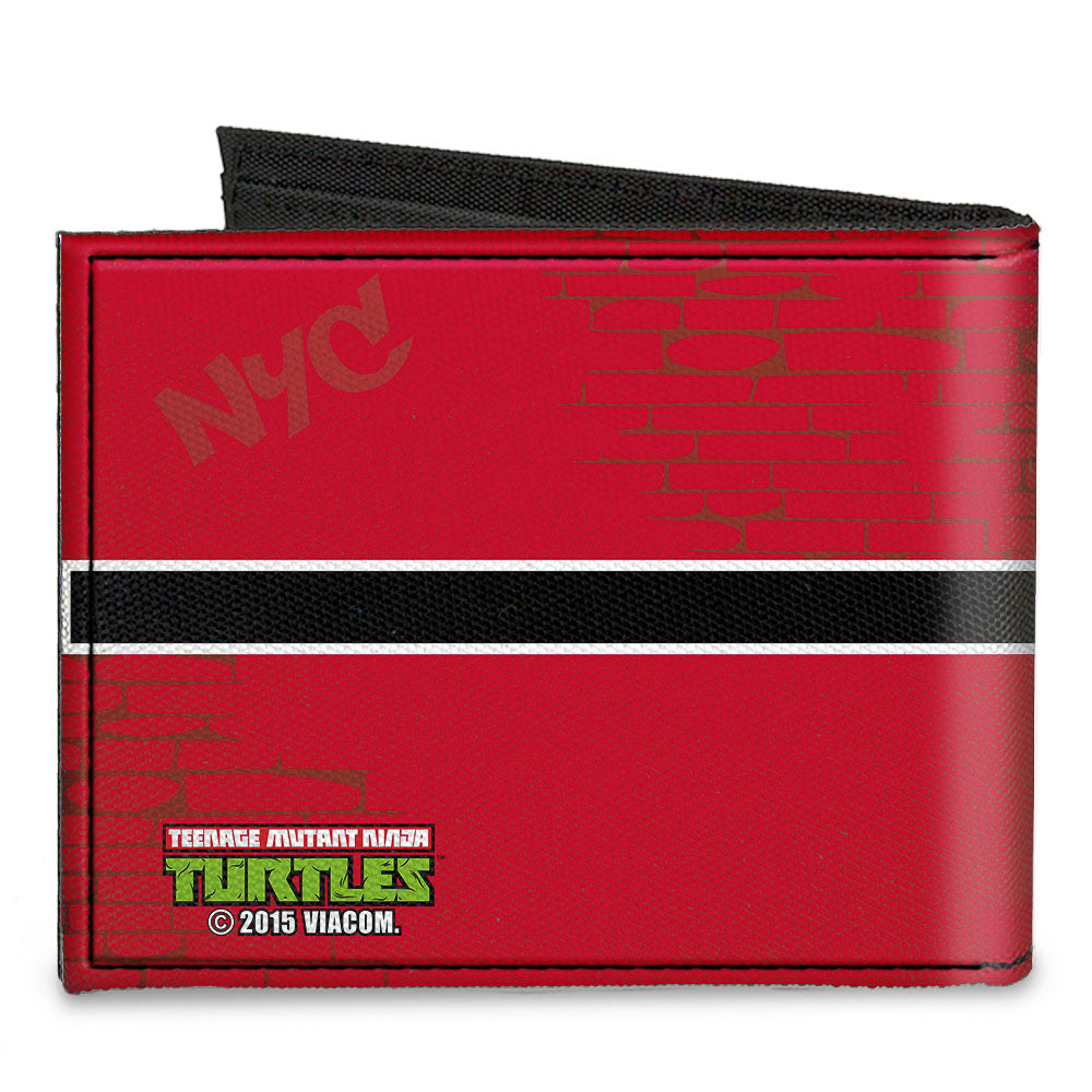 Canvas Bi-Fold Wallet - CASEY JONES Baseball & Hockey Stick Bricks Stripe Reds White Black Canvas Bi-Fold Wallets Teenage Mutant Ninja Turtles