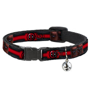 MARVEL DEADPOOL Cat Collar Breakaway - Deadpool Utility Belt Logo Pockets Black Reds Browns Breakaway Cat Collars Marvel Comics   