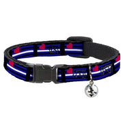 Cat Collar Breakaway - Flag Leather Black Blue Red White Breakaway Cat Collars Buckle-Down   