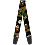 Guitar Strap - Sloth Face Hanging Black Guitar Straps Buckle-Down   
