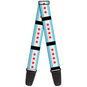 Guitar Strap - Chicago Flags Black Guitar Straps Buckle-Down   