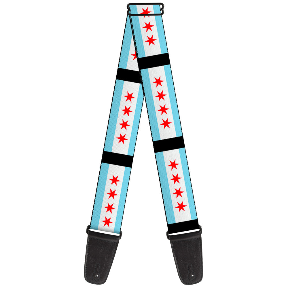 Guitar Strap - Chicago Flags Black Guitar Straps Buckle-Down   
