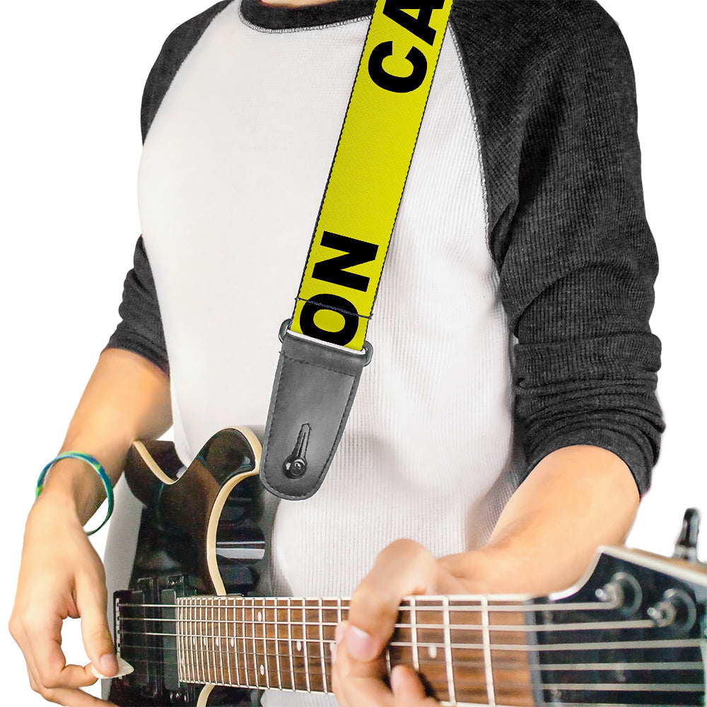 Guitar Strap - CAUTION Yellow Black Guitar Straps Buckle-Down   