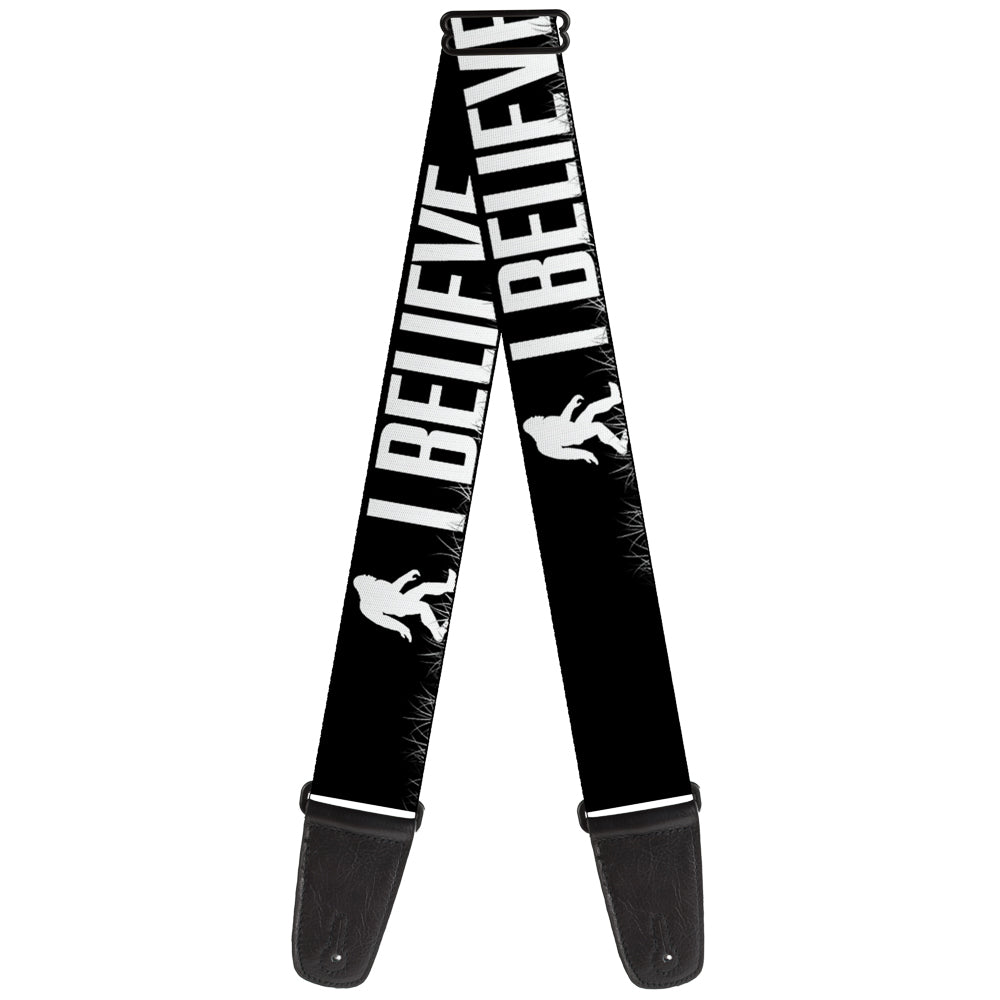 Guitar Strap - Bigfoot Silhouette I BELIEVE Black Gray White Guitar Straps Buckle-Down   