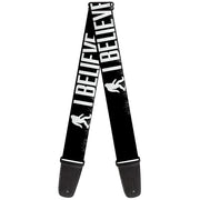 Guitar Strap - Bigfoot Silhouette I BELIEVE Black Gray White Guitar Straps Buckle-Down   