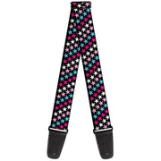 Guitar Strap - Mini Stars Black Pink Blue White Guitar Straps Buckle-Down   