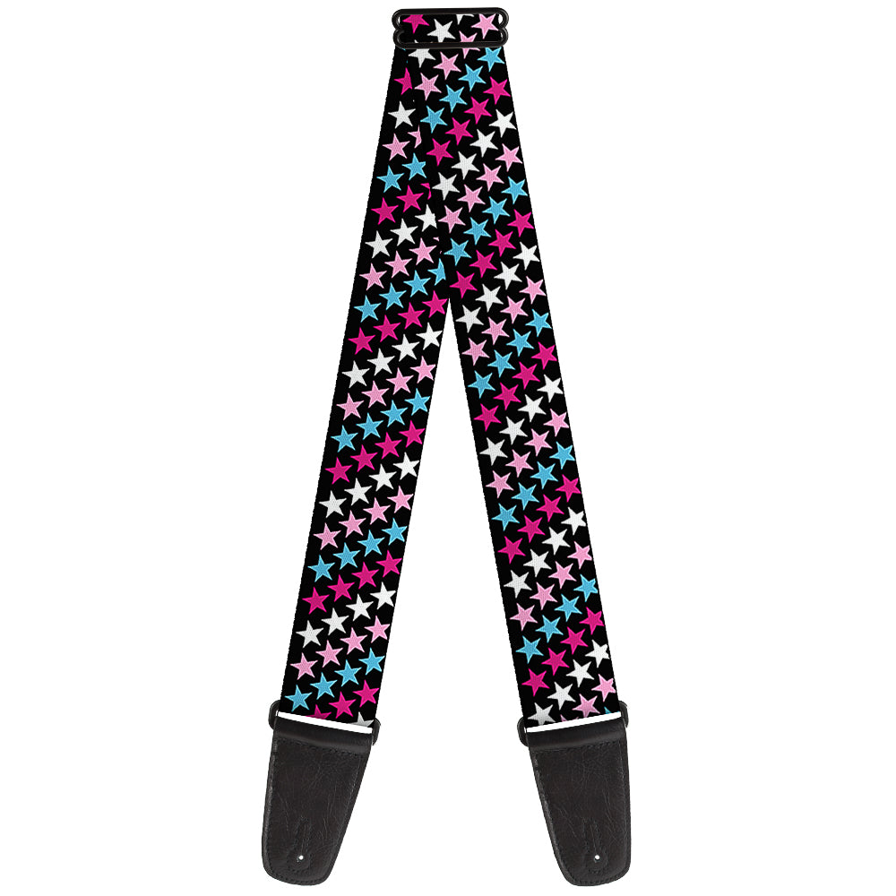 Guitar Strap - Mini Stars Black Pink Blue White Guitar Straps Buckle-Down   
