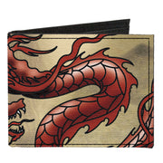 Canvas Bi-Fold Wallet - Dragons Tan Canvas Bi-Fold Wallets Buckle-Down   