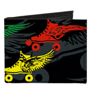Canvas Bi-Fold Wallet - Roller Skates Black Gray Multi Color Canvas Bi-Fold Wallets Buckle-Down   