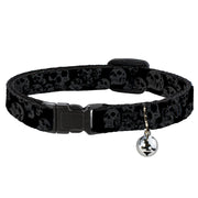 Cat Collar Breakaway - Skulls Stacked Weathered Black Gray Breakaway Cat Collars Buckle-Down   