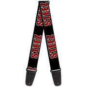 Guitar Strap - STEEZ Black Checker Black Red Guitar Straps Buckle-Down   