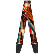 Guitar Strap - Surfboard Cali Scenes US Flag Stacked Brown Guitar Straps Buckle-Down   