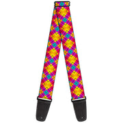 Guitar Strap - Diamond Plaid Orange Yellow Blue Purple Fuchsia Guitar Straps Buckle-Down   
