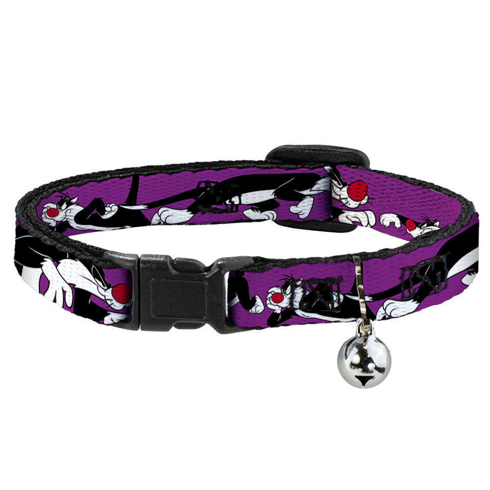 Cat Collar Breakaway - Sylvester the Cat Poses Purple Breakaway Cat Collars Looney Tunes   