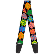 Guitar Strap - Flowers Black Multi Color Guitar Straps Buckle-Down   