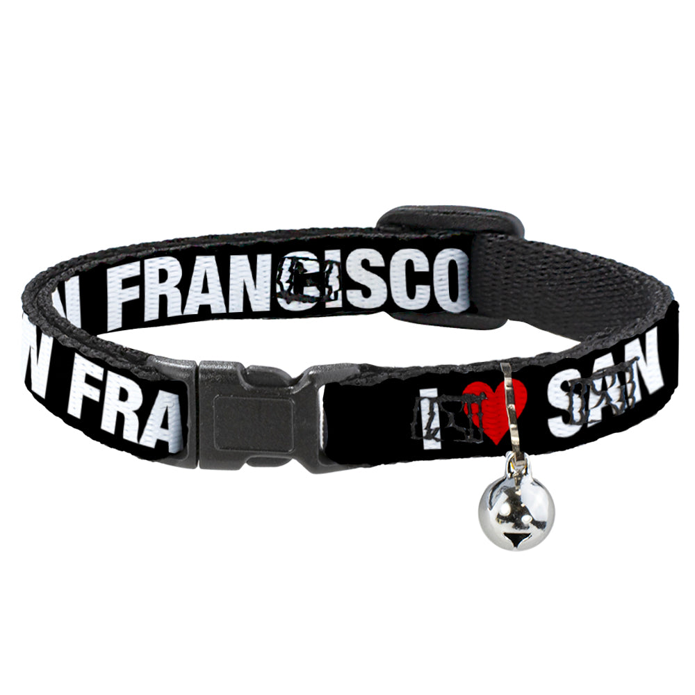 Cat Collar Breakaway - I "HEART" SAN FRANCISCO Black White Red Breakaway Cat Collars Buckle-Down   
