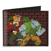 Canvas Bi-Fold Wallet - Rocksteady & Bebop Pose + TMNT Logo Bricks Canvas Bi-Fold Wallets Teenage Mutant Ninja Turtles