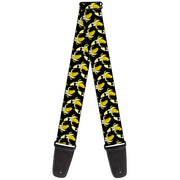 Guitar Strap - Banana Peeled w Sunglasses Black Yellow Guitar Straps Buckle-Down   