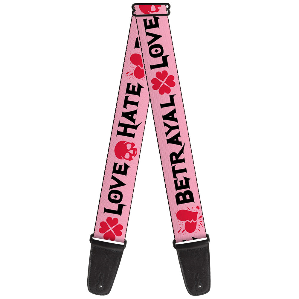 Guitar Strap - Love Hate Betrayal Pink Black Fuchsia Guitar Straps Buckle-Down   