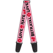Guitar Strap - Love Hate Betrayal Pink Black Fuchsia Guitar Straps Buckle-Down   