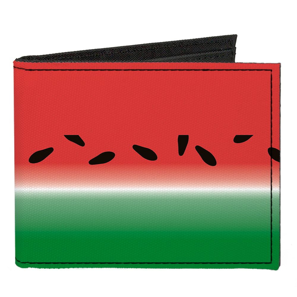Canvas Bi-Fold Wallet - Watermelon Stripe Red Green Black Canvas Bi-Fold Wallets Buckle-Down   