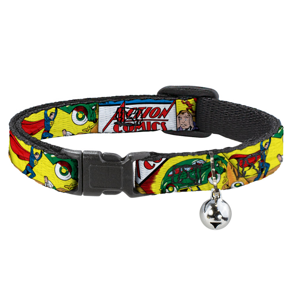 Cat Collar Breakaway - Classic ACTION COMICS Issue #1 Cover Superman Lifting Car Stacked Breakaway Cat Collars DC Comics   