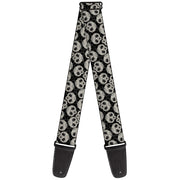 Guitar Strap - Panda Bear Sugar Skull Scattered Black White Guitar Straps Buckle-Down   