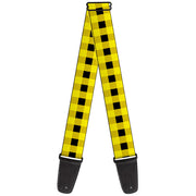Guitar Strap - Buffalo Plaid Black Neon Yellow Guitar Straps Buckle-Down   