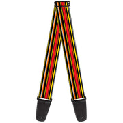 Guitar Strap - Fine Stripes Black Yellows Orange Red White Guitar Straps Buckle-Down   