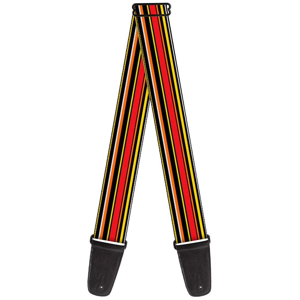 Guitar Strap - Fine Stripes Black Yellows Orange Red White Guitar Straps Buckle-Down   