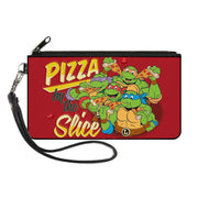 Canvas Zipper Wallet - SMALL - Classic TMNT Turtles Pose16 PIZZA BY THE SLICE Reds Yellows Canvas Zipper Wallets Teenage Mutant Ninja Turtles
