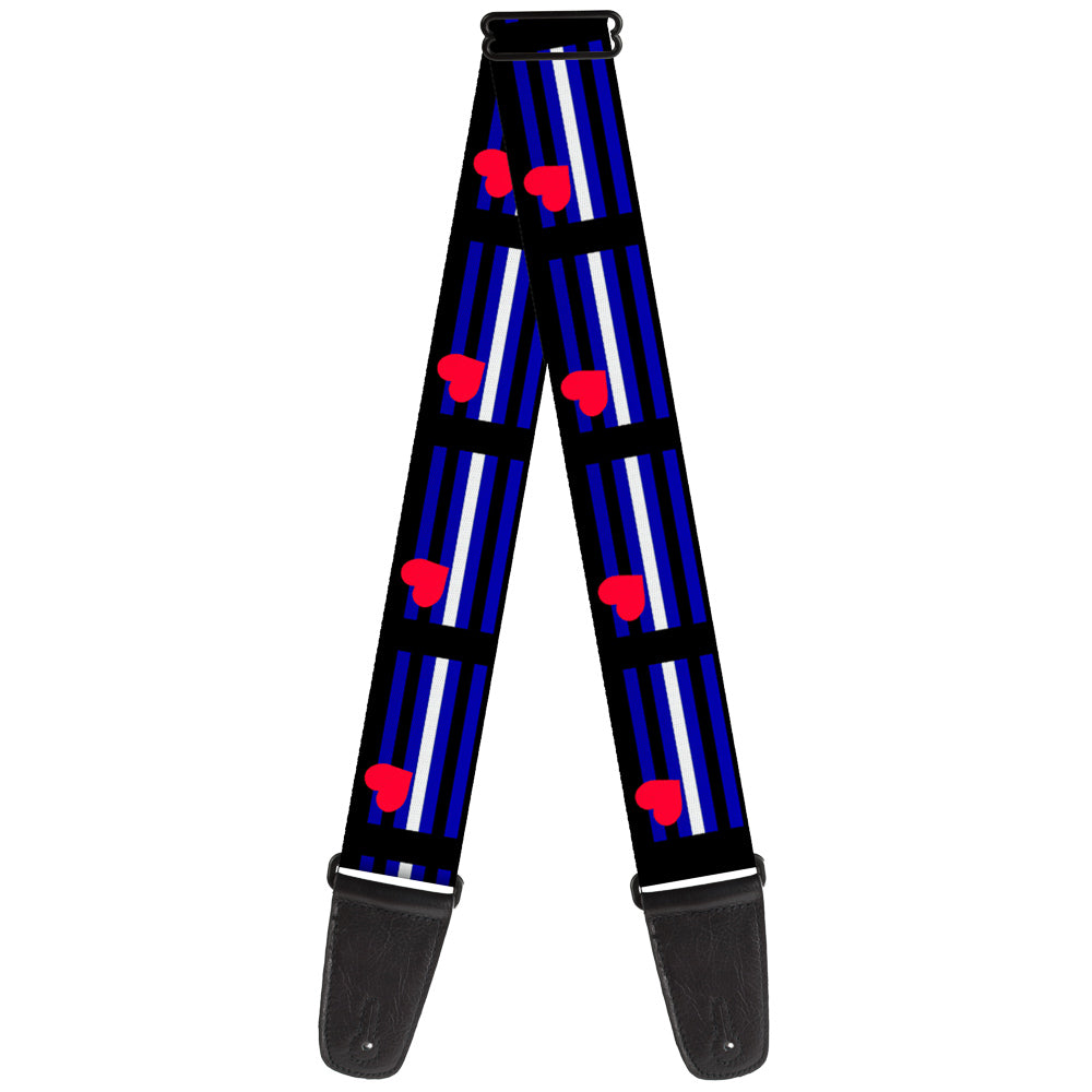 Guitar Strap - Flag Leather Black Blue Red White Guitar Straps Buckle-Down   
