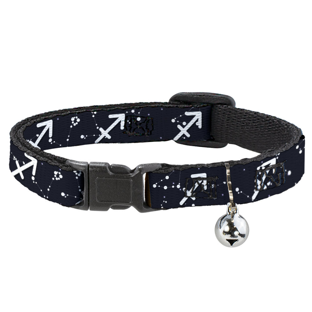 Cat Collar Breakaway with Bell - Zodiac Sagittarius Symbol Constellations Black White Breakaway Cat Collars Buckle-Down   
