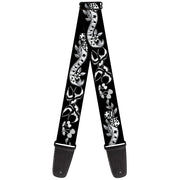 Guitar Strap - Lucky Black White Guitar Straps Buckle-Down   
