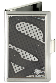 Business Card Holder - SMALL - Superman Shield CLOSE-UP Halftone Brushed Silver Business Card Holders DC Comics   
