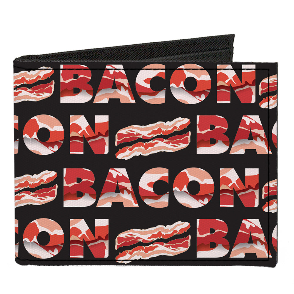 Canvas Bi-Fold Wallet - BACON Baseball Script Canvas Bi-Fold Wallets Buckle-Down   