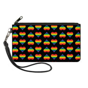 Canvas Zipper Wallet - LARGE - Rainbow Hearts Flip Black Multi Color Canvas Zipper Wallets Buckle-Down   